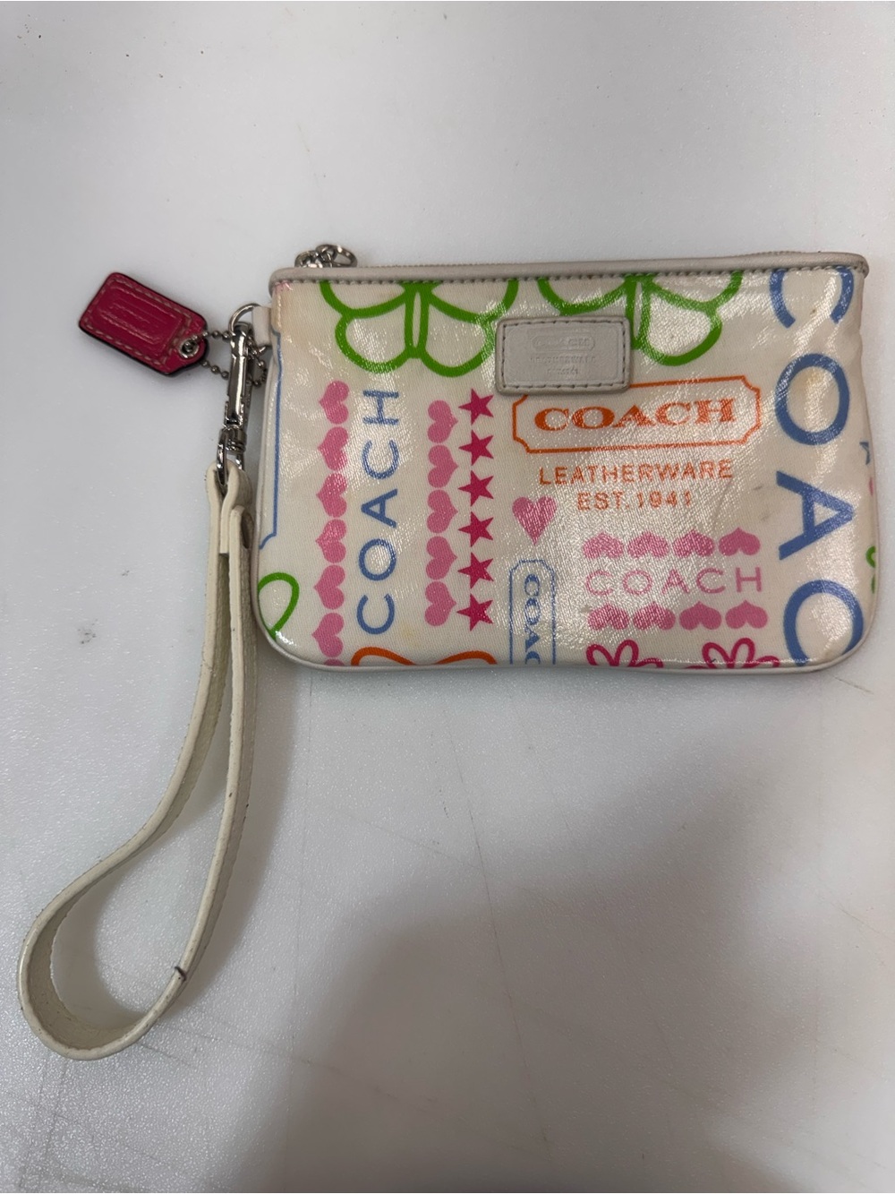 COACH Y2K Wristlet Poppy Graffiti Print Butterfly 6x4” Heart Star Coated Canvas